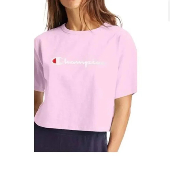 Champion Tops - WOMENS CHAMPION HERITAGE VINTAGE LOGO CROP TEE COLOR ICE CAKE SIZE LARGE